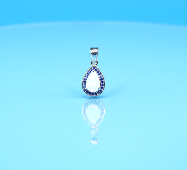 White Opal And Blue Sapphire Pendant