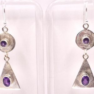 Amethyst Circle and Triangle earrings