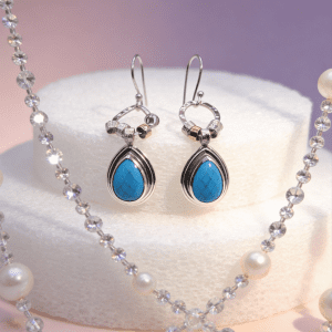 Natural Turquoise and Sterling Earrings