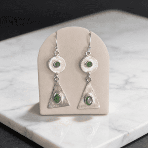 Natural Emerald and Sterling Silver Earrings.