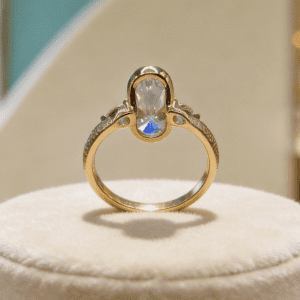 2.5 Carat Oval Moissanite Ring in 18K Gold Plated 925 Sterling Silver